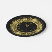 Silvester Glitzer Confetti Pappteller (Schrägansicht)