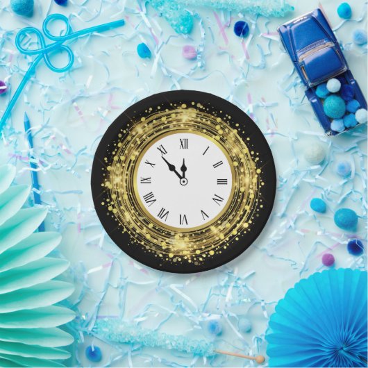 Silvester Glitzer Confetti Pappteller (Party)