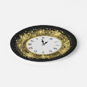 Silvester Glitzer Confetti Pappteller (Schrägansicht)