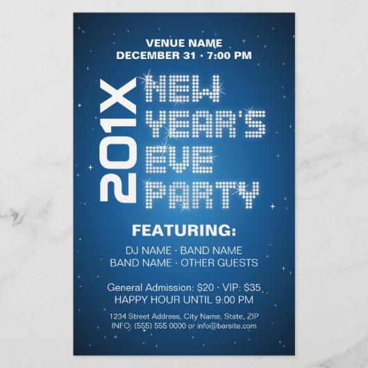 Silvester Glitzern Party Flyer (Vorne)