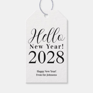 Silvester glücklich Neues Jahr Schwarz und Weiß Geschenkanhänger