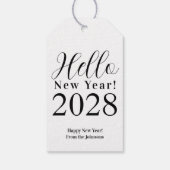 Silvester glücklich Neues Jahr Schwarz und Weiß Geschenkanhänger (Rückseite)