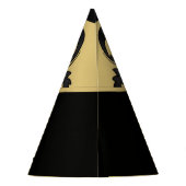 Silvester Gold Black Damask Motif Party Hat Partyhütchen (Rückseite)
