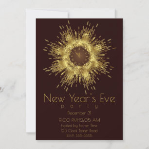 Silvester Gold Glitzer Burst Einladung