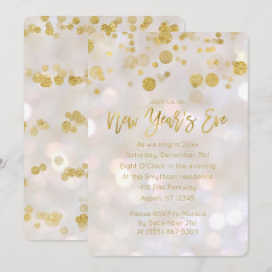 Silvester Gold Iridescent Bokeh Einladung