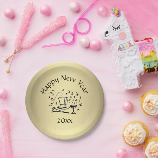 Silvester Gold Pappteller (Party)