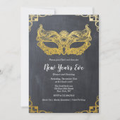 Silvester Goldene Maske Einladung (Vorderseite)