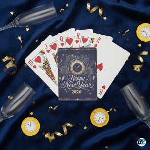 Silvester-Goldene Uhr & Feuerwerk Benutzerdefinier Spielkarten