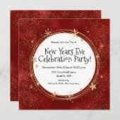 Silvester, Goldstars, Party Einladung (Vorne/Hinten)