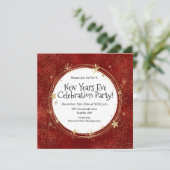 Silvester, Goldstars, Party Einladung (Stehend Vorderseite)