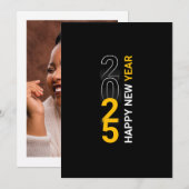 SILVESTER GREETINGS 2025 weiße gelbe Karte (Vorne/Hinten)