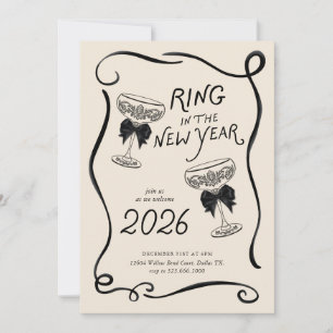 Silvester Handgezeichnete Party-Einladung Einladung