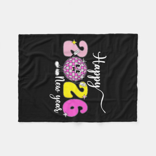 Silvester Hello 2026 Fappy New Year 2026 Disco Fleecedecke (Vorderseite (Horizontal))