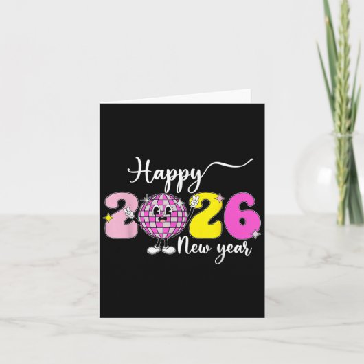 Silvester Hello 2026 Fappy New Year 2026 Disco Karte (Vorderseite)