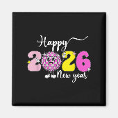 Silvester Hello 2026 Fappy New Year 2026 Disco Magnet (Vorne)