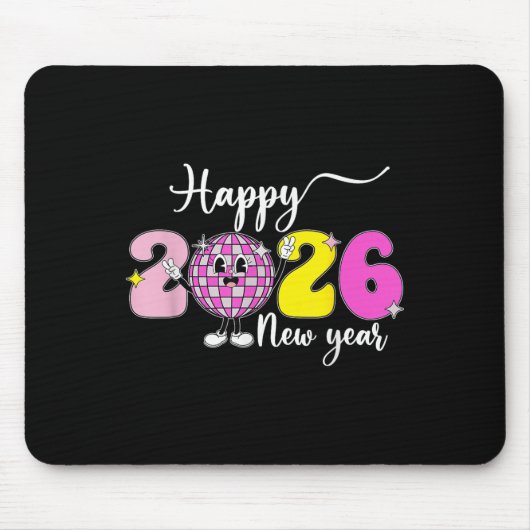 Silvester Hello 2026 Fappy New Year 2026 Disco Mousepad (Vorne)