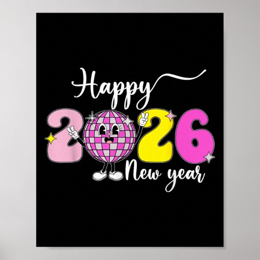 Silvester Hello 2026 Fappy New Year 2026 Disco Poster (Vorne)