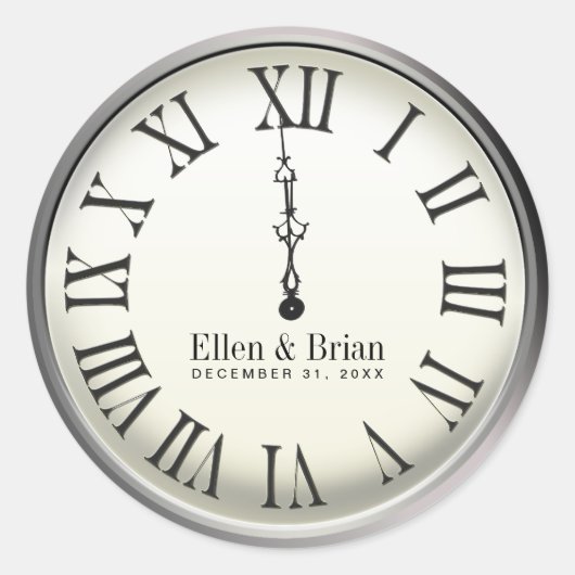 Silvester Hochzeitsticker Runder Aufkleber (Vorderseite)