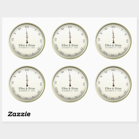 Silvester Hochzeitsticker Runder Aufkleber (Blatt)