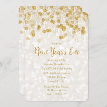 Silvester Imitat Gold Glitzer Einladung