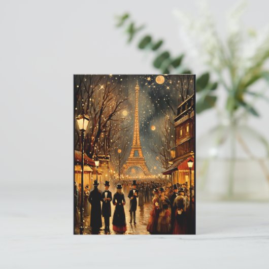 Silvester in Paris Feiertagspostkarte (Stehend Vorderseite)