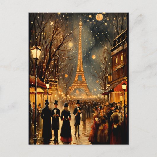 Silvester in Paris Feiertagspostkarte (Vorderseite)