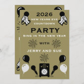 Silvester Karaoke Countdown Einladung (Vorne/Hinten)