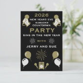 Silvester Karaoke Countdown Einladung (Stehend Vorderseite)