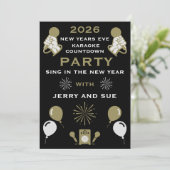 Silvester Karaoke Countdown Einladung (Stehend Vorderseite)