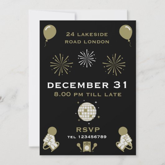 Silvester Karaoke Countdown Einladung (Rückseite)