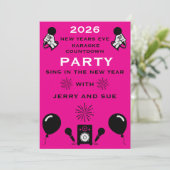 Silvester Karaoke Countdown Einladung (Stehend Vorderseite)