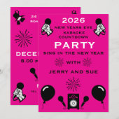 Silvester Karaoke Countdown Einladung (Vorne/Hinten)
