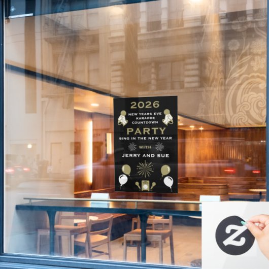 Silvester Karaoke Countdown Fensteraufkleber (Café-Fenster)