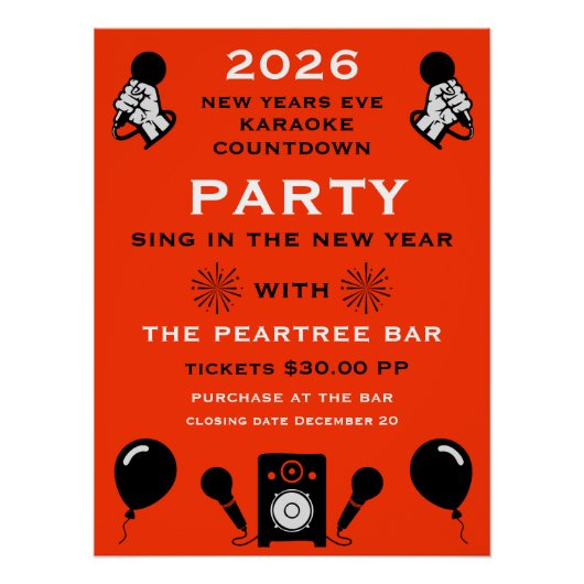 Silvester Karaoke Countdown Poster (Vorderseite)