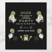 Silvester Karaoke Countdown Weinetikett (Einzelnes Label)