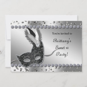 Silvester-Maskenparty-Einladung mit Silber und Sch Einladung
