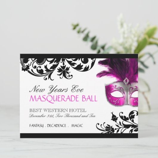 Silvester Masquerade Einladung (Stehend Vorderseite)