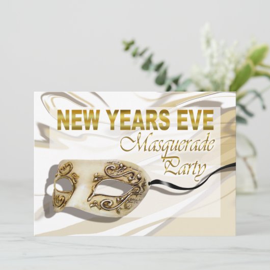 Silvester Masquerade Party Einladung (Stehend Vorderseite)