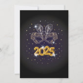 Silvester Masquerade Party Schwarzes Gold Einladung (Rückseite)