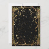 Silvester-Menü | Elegantes Schwarz & Gold Glitter Einladung (Rückseite)