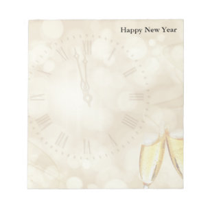 Silvester mit Champagnergläsern  Notizblock