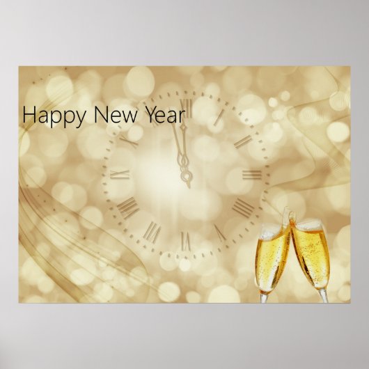 Silvester mit Champagnergläsern Poster (Vorne)