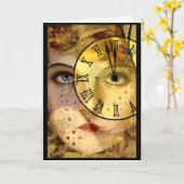 Silvester Mitternacht Karte (Gelbe Blume)