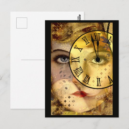 Silvester Mitternacht Postkarte (Vorne/Hinten)