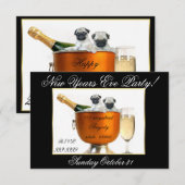 Silvester Mops Hund Party Einladung (Vorne/Hinten)