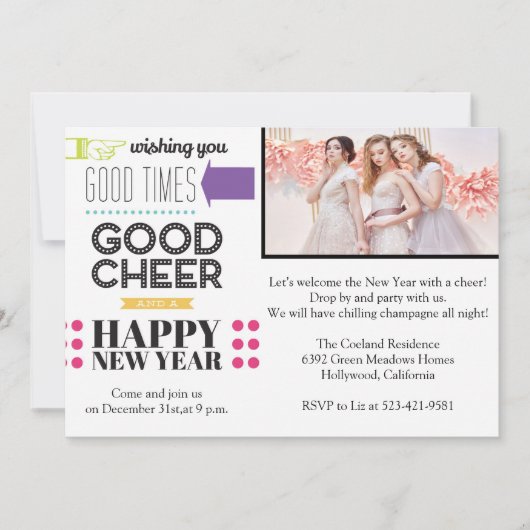 Silvester Night Party Einladung (Vorderseite)