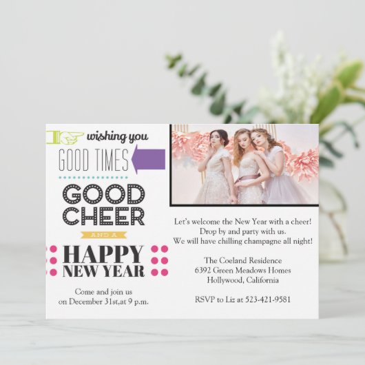 Silvester Night Party Einladung (Stehend Vorderseite)