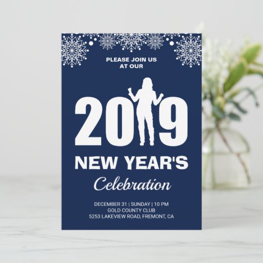 Silvester-Party 2019 Einladung (Stehend Vorderseite)