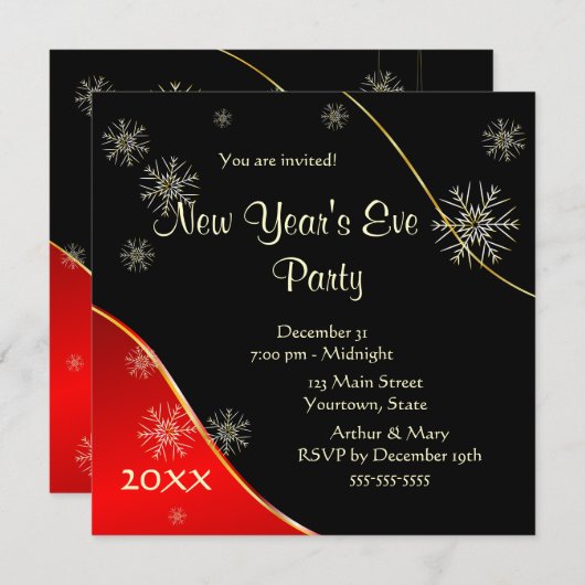 Silvester Party 2020 Einladung (Vorne/Hinten)