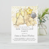 Silvester Party 2024 Champagner-Glitzer Einladung (Stehend Vorderseite)